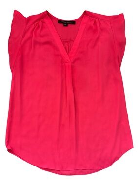 Cynthia Steffe Women’s Pink Flutter Sleeve V-Neck Blouse Top Size Medium M